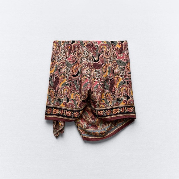NWT! Zara Floral Paisley Print Wrap Tie Mini Skort size Medium - Picture 3 of 15
